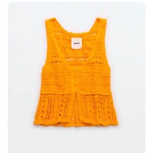 NWT Aerie crochet sweater vest top. Petal orange size S